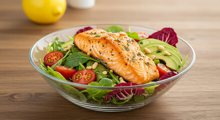 Salmon Salad with Avocado and Tomatoes