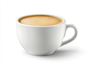 Fototapeta premium Coffee cup Warm, creamy beverage in a white mug on white