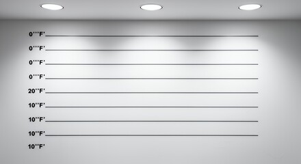 Mugshot Background Wall with Black Horizontal Lines and Height Markers Under Soft Spotlight Illumination