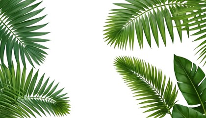 Fototapeta premium Tropical Palm Leaves Frame on White Background