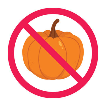 recommend clip art: Forbidden sign with pumpkin icon, no pumpkin sign, pumpkin prohibition sign, do not eat pumpkin symbol
                    