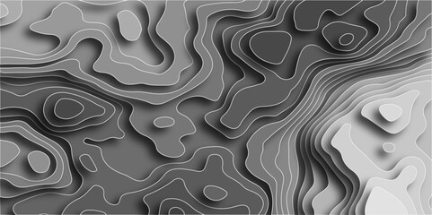Background with lines, modern black carve wave line. Abstract luxury papercut background. Minimal topography map, light shadow landscape wave element curve graphic design.