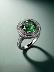 Elegant Emerald and Diamond Halo Ring
