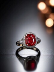 Elegant Ruby and Diamond Halo Engagement Ring