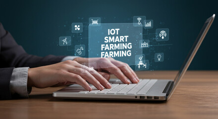 Smart Room Automation: Hands Typing on Laptop Real estate business technology selling purchasing agreement