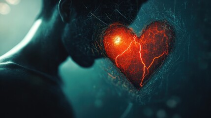 Dramatic abstract conveys a message of sadness, loss, or deep emotional pain in the failure of love and affection, the symbolism of leaving love behind