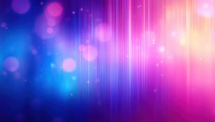 Abstract glowing light streaks and bokeh effects blending blue, purple, pink, and orange colors, creating a vibrant and dreamy atmosphere