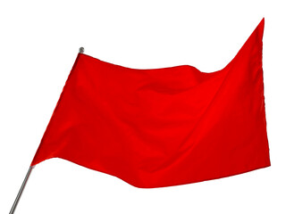 One red flag on white background. Mockup for design