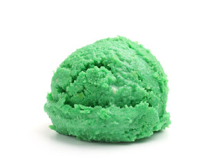 One scoop of delicious ice cream on white background