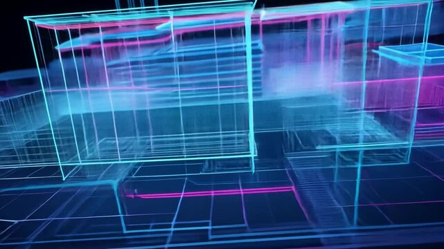 Abstract blueprint visualization of a building structure design for construction