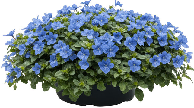 Stunning close up of abundant blue exacum affine flowers in full bloom, creating a vibrant floral display