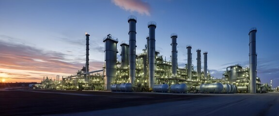 Obraz premium Industrial Refinery at Sunset
