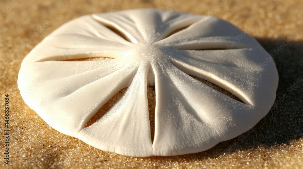 Poster close-up view of a pristine, circular seashell.