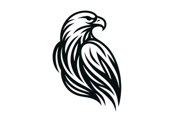 Obraz premium Black and white stylized bald eagle icon. Clipart image isolated on background.