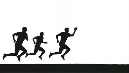 Dynamic silhouettes of four soccer players in action. Captures movement, energy, and teamwork. Perfect for sports and fitness themes.