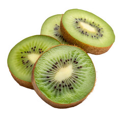 kiwi fruit slices isolated on white or transparent png