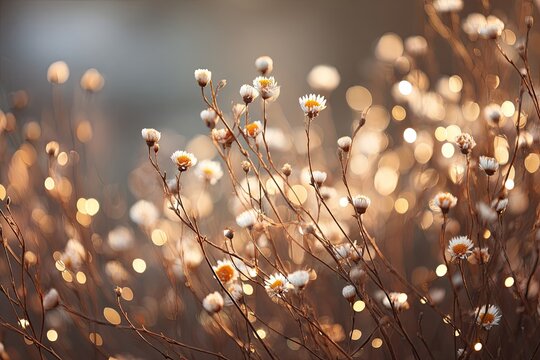 Delicate wildflowers in soft golden light - Powered by Adobe