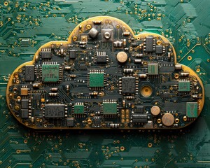 Electronic components forming a cloud shape on circuit board