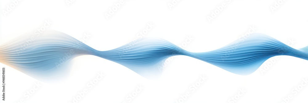 Aufkleber smooth flowing blue abstract wave shapes on white background creating a sense of fluidity and motion