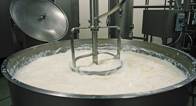 Mixing Milk in Industrial Tank with Agitator