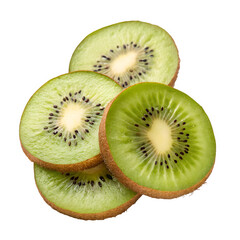 kiwi fruit slices isolated on white or transparent png