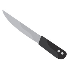 Sharp kitchen knife flat. Vector