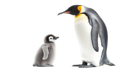 Obraz premium King Penguin and Chick: A Majestic Wildlife Encounter