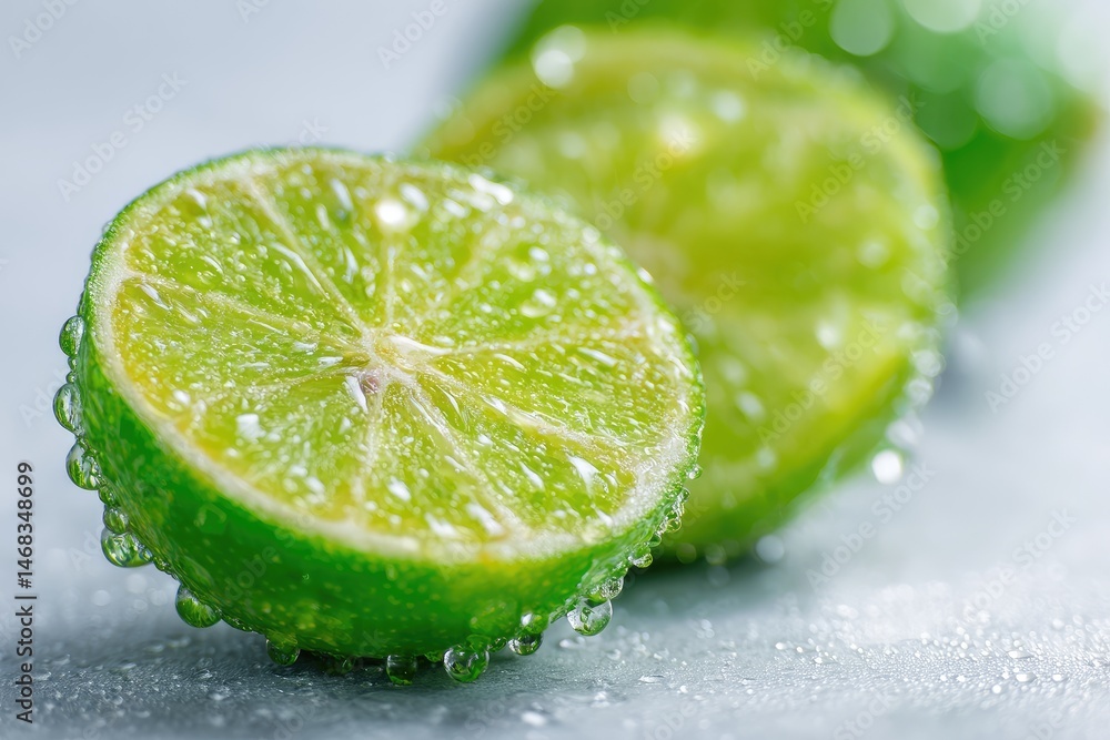 Poster close-up view of refreshing lime slices.