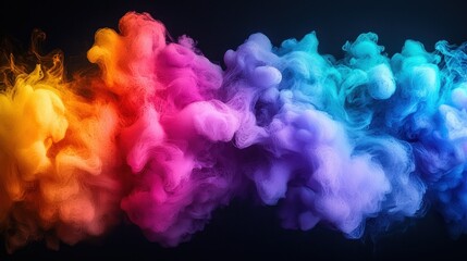 Fototapeta premium Gradient smoke plumes of rainbow colors on a dark background