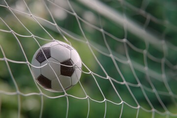 Naklejka premium A soccer ball in the net, a goal!