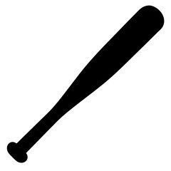Silhouette of a black baseball bat isolated on a white background