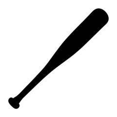 A black silhouette of a baseball bat on a white background illustration