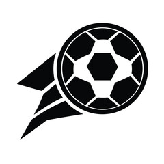 Obraz premium Simple black and white soccer ball design with dynamic motion lines on a clean white background for sports concepts.