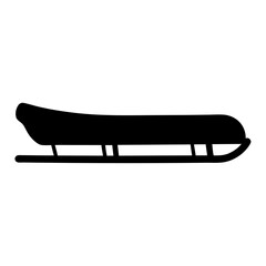 Silhouette of a classic wooden toboggan or sled ready for winter fun