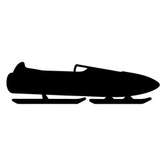 Silhouette of a bobsleigh, equipment used in winter sliding sports, on white background