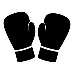 Illustration of two black boxing gloves facing each other on white
