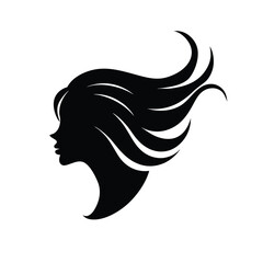 Elegant silhouette of a woman with flowing hair ideal for beauty salons and fashion related branding