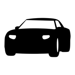 Front view silhouette of a modern sporty coupe car on white