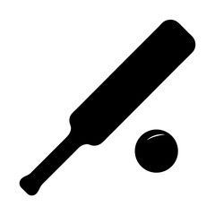 Minimalist depiction of cricket equipment a bat and a ball, simple design