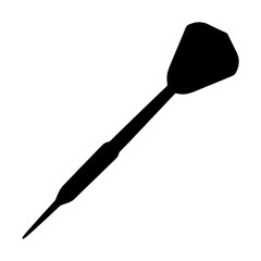 Black silhouette of a dart isolated on white perfect for games night