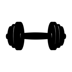 Silhouette of a dumbbell isolated on a white background perfect for gyms