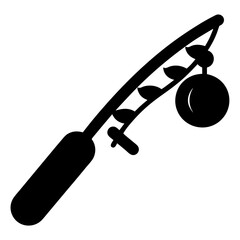 Silhouette of a traditional Japanese Kendama toy with black handle and ball