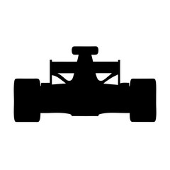 Silhouette of a formula one racing car viewed from the rear