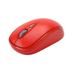 3d red wireless computer mouse isolated on transparent background. Cut out