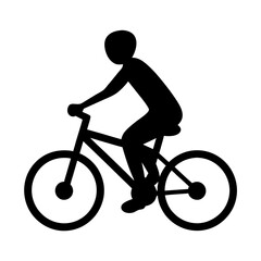 Obraz premium Silhouette of a person riding a bicycle in a flat style