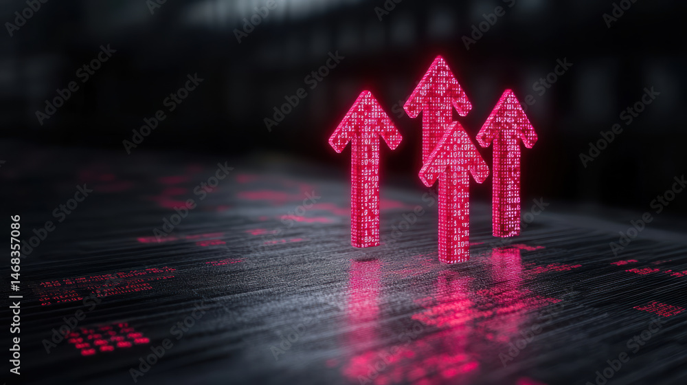 Aufkleber glowing digital arrows indicating growth and progress dark background create dynamic atmosphere
