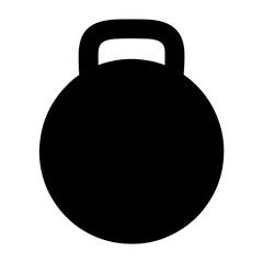 Black kettlebell silhouette for strength training fitness exercises on a white background
