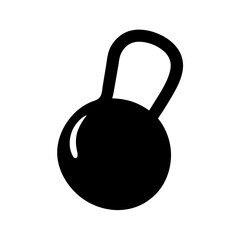 Simple black and white vector drawing of a kettlebell for fitness training