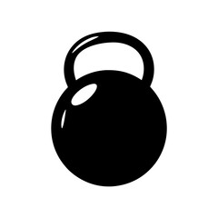 Minimalistic black silhouette of a kettlebell for strength and endurance training