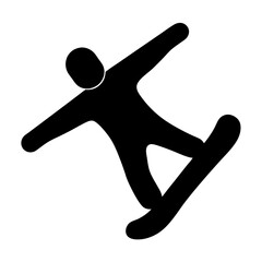 Black silhouette illustration of a snowboarder in mid air making a jump